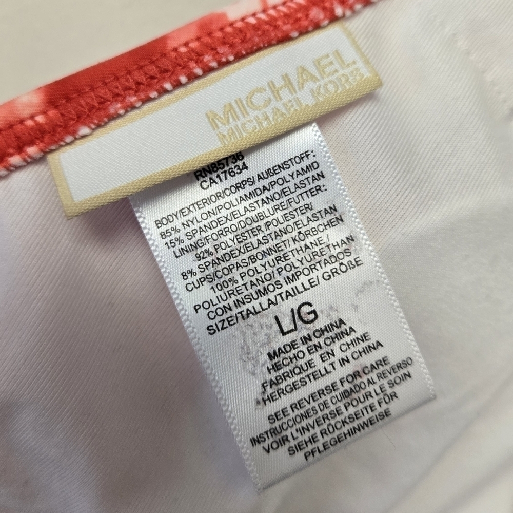 Michael Michael Kors High Neck Bikini Top Floral Tie Dye Coral L - Picture 8 of 10